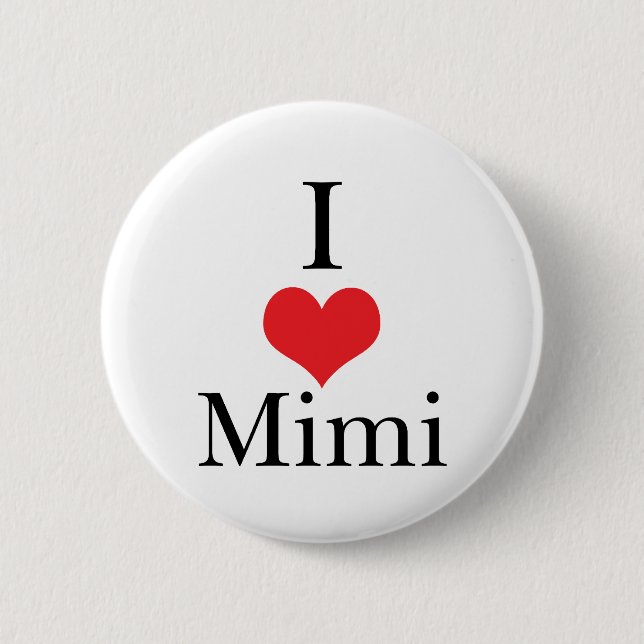 Badge Rond 5 Cm J'aime (coeur) Mimi (Devant)