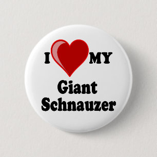Badge Rond 5 Cm J'aime (coeur) mon chien de Schnauzer géant
