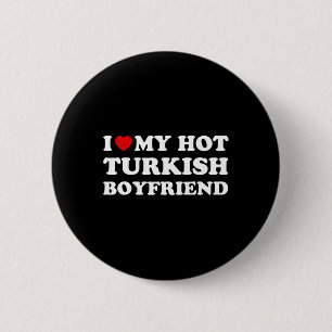 Badge Rond 5 Cm J'aime (cœur) Mon Petit Ami Turc Chaud pour la Sai