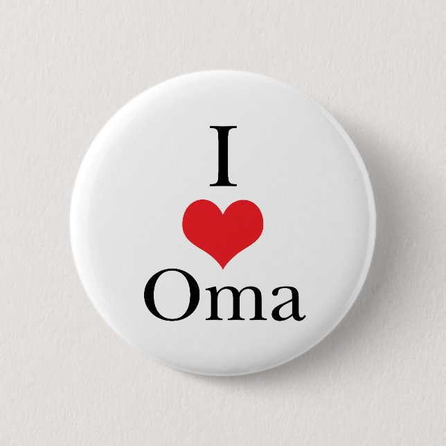 Badge Rond 5 Cm J'aime (coeur) Oma (Devant)