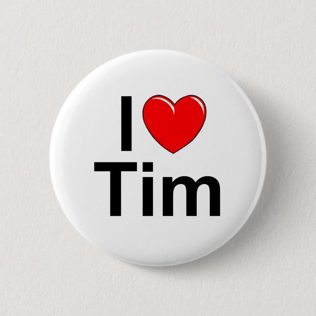 Badge Rond 5 Cm J'aime (coeur) Tim (Devant)