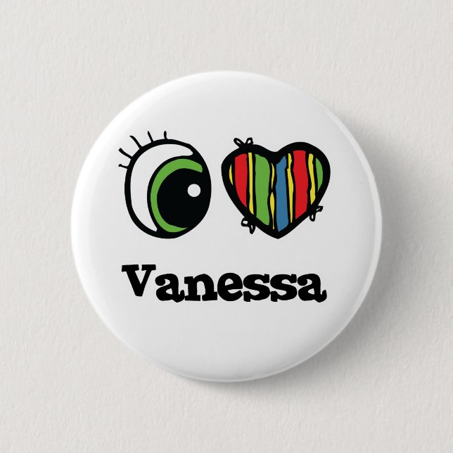 Badge Rond 5 Cm J'aime (Cœur) Vanessa (Devant)