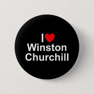 Badge Rond 5 Cm J'aime (coeur) Winston Churchill