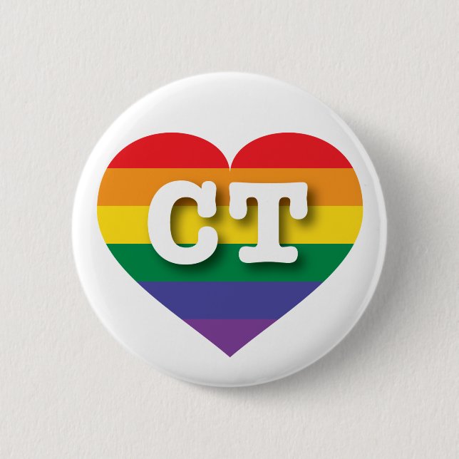 Badge Rond 5 Cm J'aime Connecticut Gay pride Rainbow Heart (Devant)