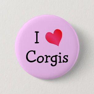 Badge Rond 5 Cm J'aime Corgis