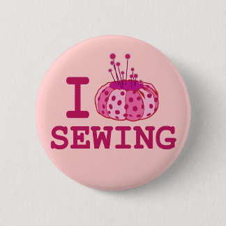 Badge Rond 5 Cm J'aime coudre le bouton