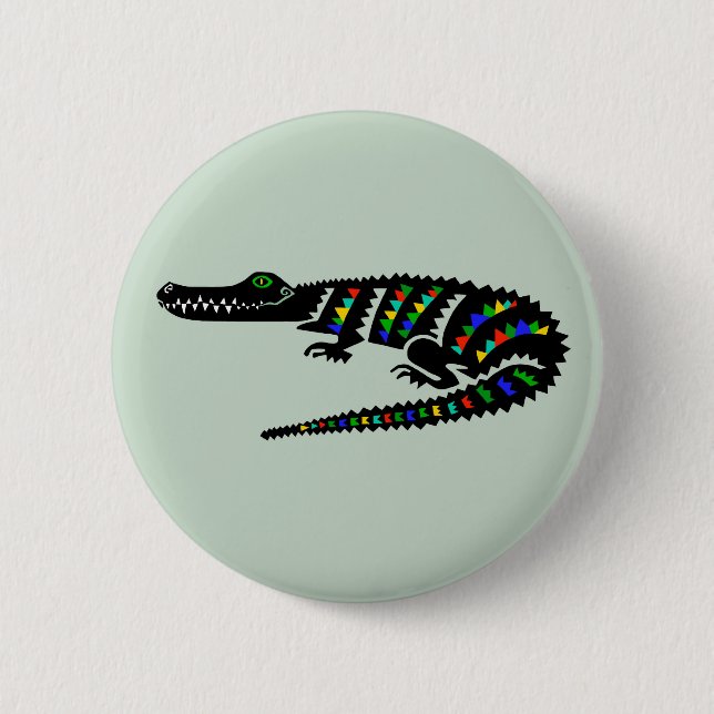Badge Rond 5 Cm J'aime CROCODILES - Reptile - Faune - Nature (Devant)