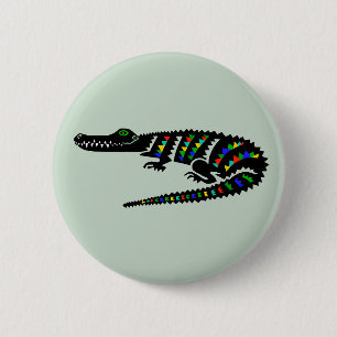 Badge Rond 5 Cm J'aime CROCODILES - Reptile - Faune - Nature