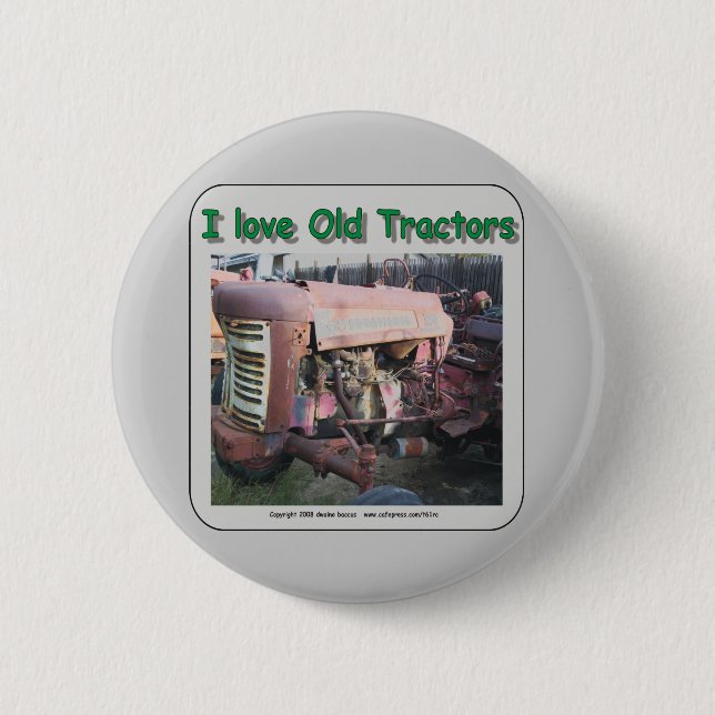 Badge Rond 5 Cm J'aime de vieux tracteurs d'IH (Devant)