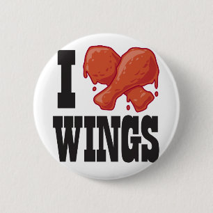 Badge Rond 5 Cm J'aime des ailes de poulet