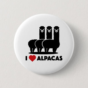 Badge Rond 5 Cm J'aime des alpaga