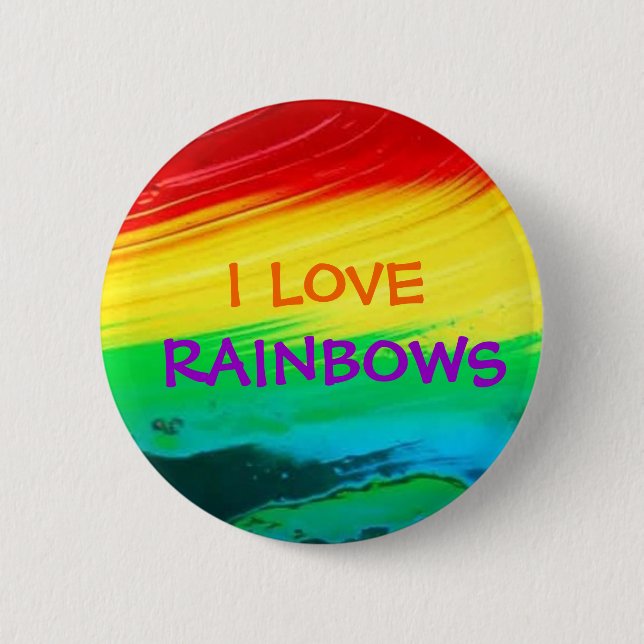 Badge Rond 5 Cm J'aime des arcs-en-ciel (Devant)