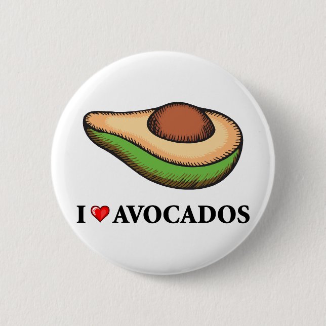 Badge Rond 5 Cm J'aime des avocats (Devant)