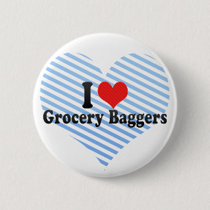 Badge Rond 5 Cm J'aime des Baggers d'épicerie