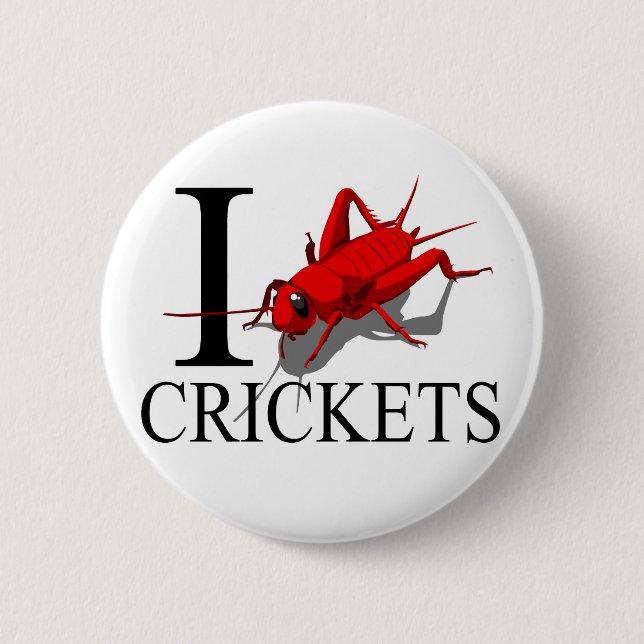 Badge Rond 5 Cm J'aime des boutons de crickets (Devant)