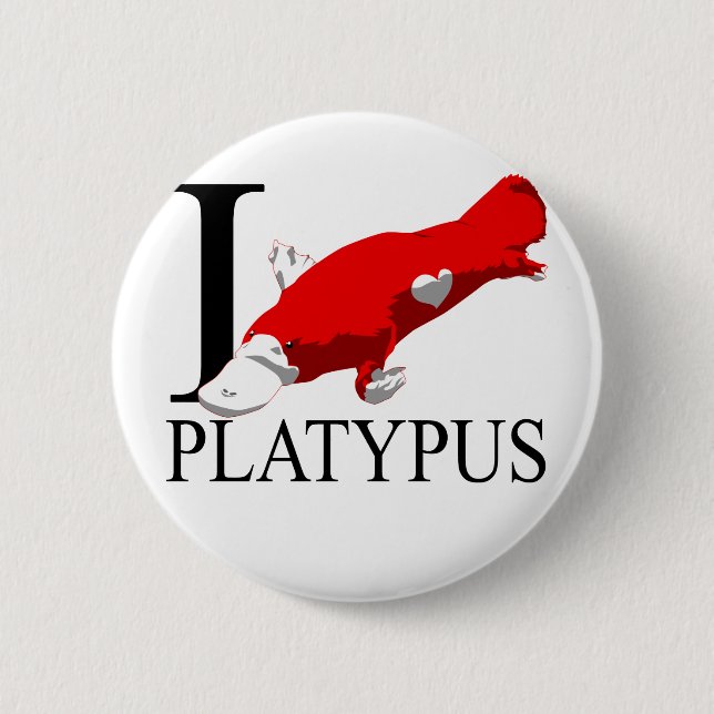 Badge Rond 5 Cm J'aime des boutons d'ornithorynque (Devant)