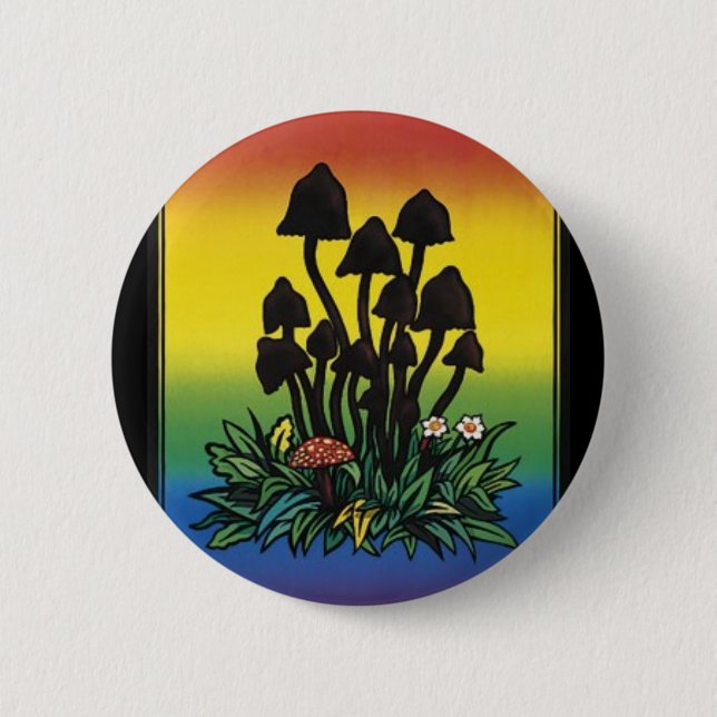 Badge Rond 5 Cm j'aime des champignons. (Devant)