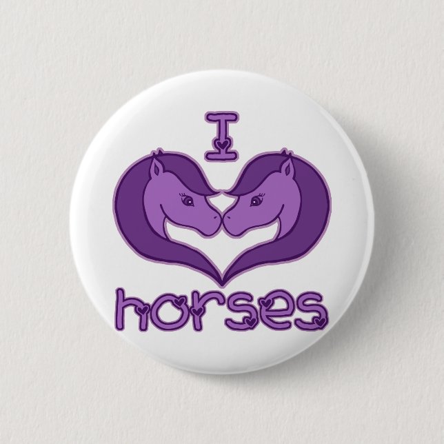 Badge Rond 5 Cm J'aime des chevaux (Devant)