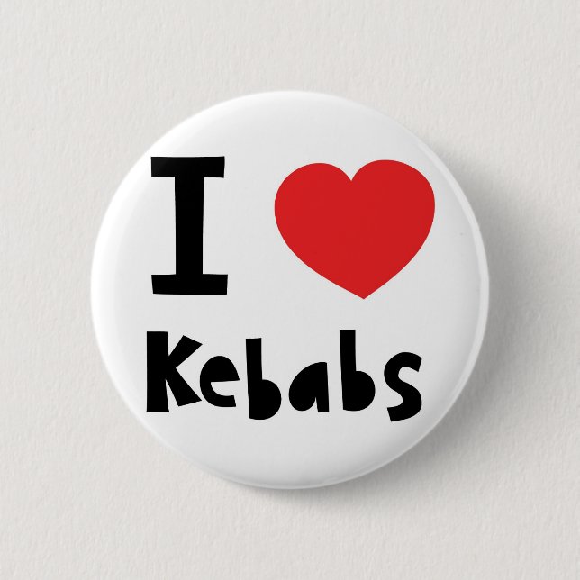 Badge Rond 5 Cm J'aime des chiches-kebabs (Devant)