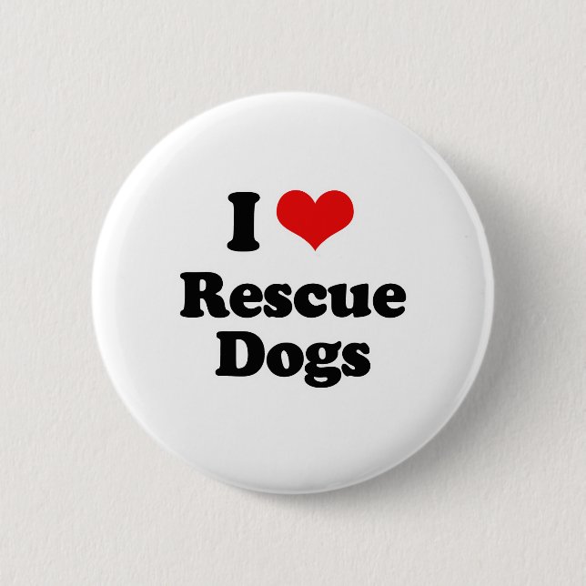 Badge Rond 5 Cm J'aime des chiens de délivrance (Devant)