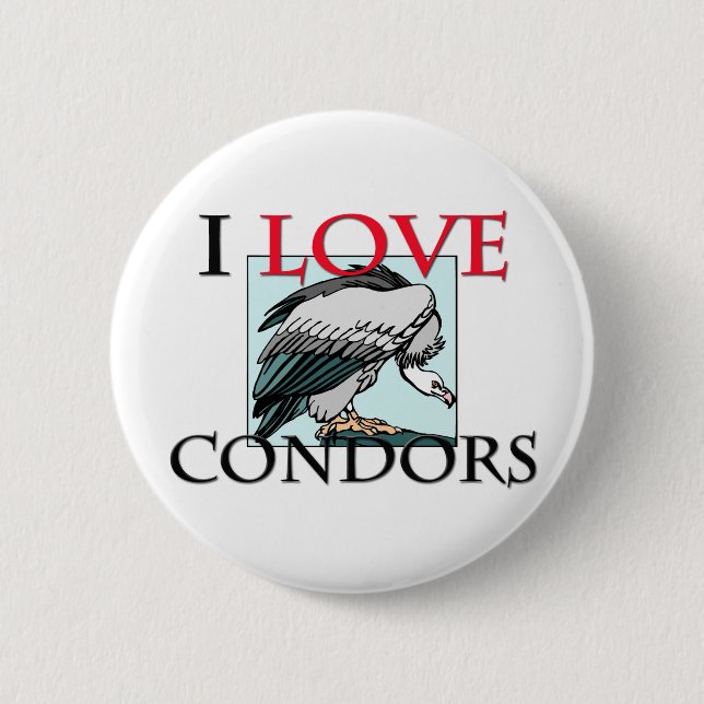 Badge Rond 5 Cm J'aime des condors (Devant)