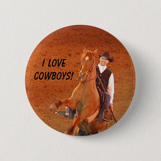 Badge Rond 5 Cm J'AIME DES COWBOYS ! - bouton (Devant)