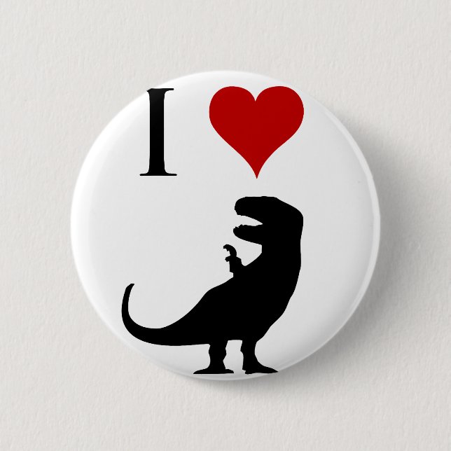 Badge Rond 5 Cm J'aime des dinosaures - T-Rex (Devant)