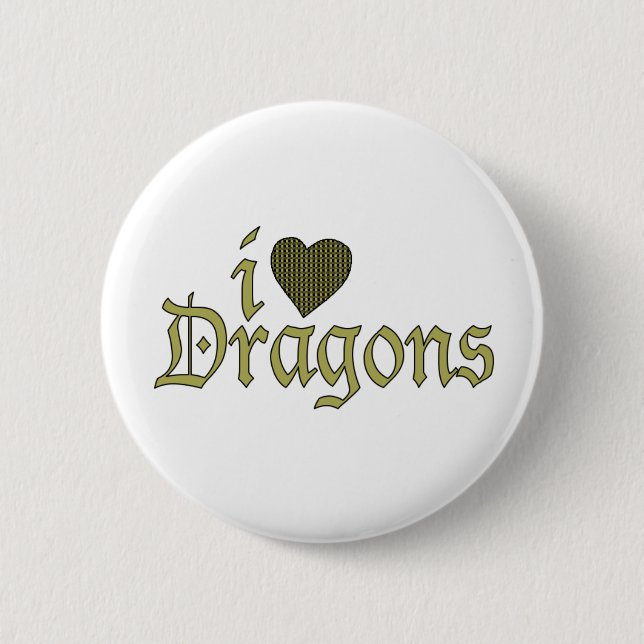 Badge Rond 5 Cm J'aime des dragons (Devant)