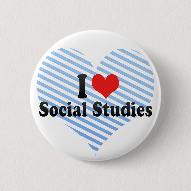 Badge Rond 5 Cm J'aime des études sociales (Devant)