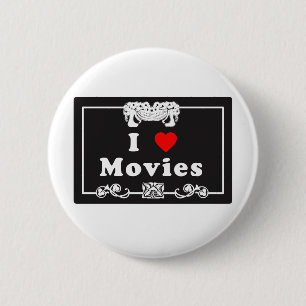Badge Rond 5 Cm J'aime des films avec le talent de film silencieux