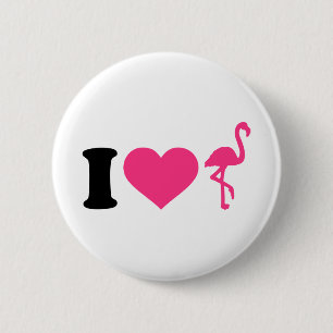 Badge Rond 5 Cm J'aime des flamants