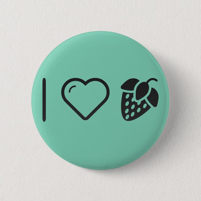 Badge Rond 5 Cm J'aime des fraises (Devant)