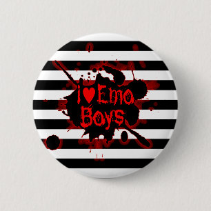 Badge Rond 5 Cm J'aime des garçons d'Emo