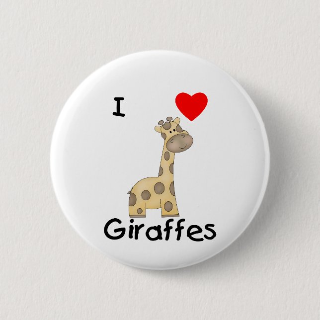 Badge Rond 5 Cm J'aime des girafes (2) (Devant)