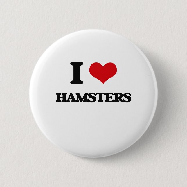 Badge Rond 5 Cm J'aime des hamsters (Devant)