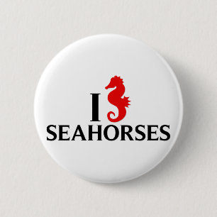 Badge Rond 5 Cm J'aime des hippocampes, hippocampes