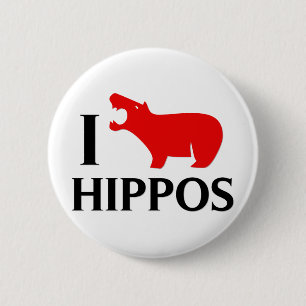 Badge Rond 5 Cm J'aime des hippopotames