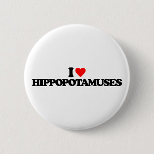 BADGE ROND 5 CM J'AIME DES HIPPOPOTAMES