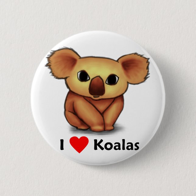 Badge Rond 5 Cm J'aime des koala (Devant)