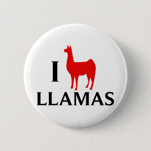 Badge Rond 5 Cm J'aime des lamas