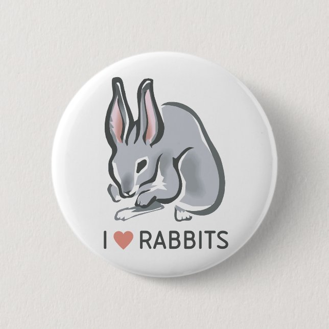Badge Rond 5 Cm J'aime des lapins (Devant)