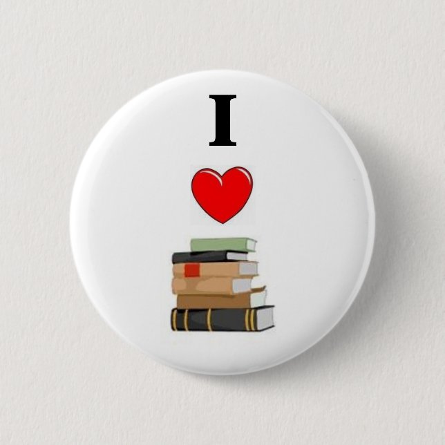 Badge Rond 5 Cm J'AIME des livres (Devant)