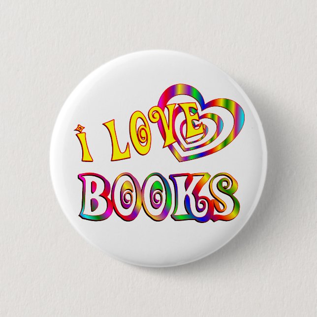 Badge Rond 5 Cm J'aime des livres (Devant)