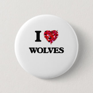Badge Rond 5 Cm J'aime des loups