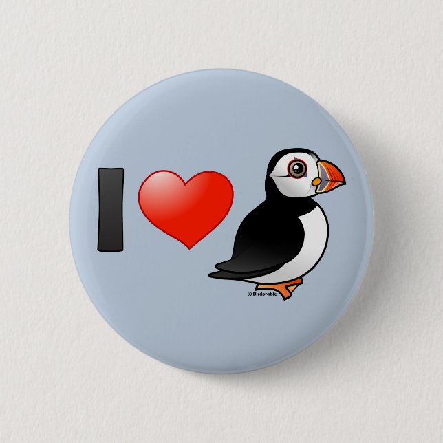 Badge Rond 5 Cm J'aime des macareux (Devant)