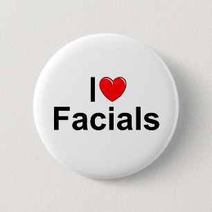 Badge Rond 5 Cm J'aime des massages faciaux (de coeur)