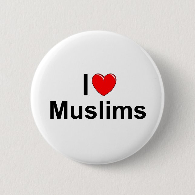 Badge Rond 5 Cm J'aime des musulmans (de coeur) (Devant)