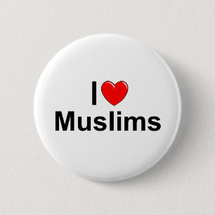 Badge Rond 5 Cm J'aime des musulmans (de coeur)