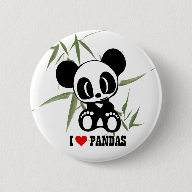 Badge Rond 5 Cm J'aime des pandas (Devant)
