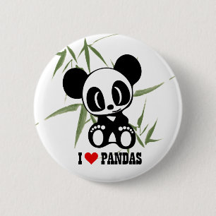 Badge Rond 5 Cm J'aime des pandas